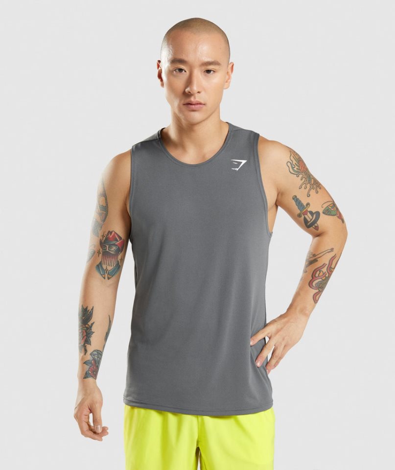 Men\'s Gymshark Arrival Tanks Grey | NZ 0LWBZA